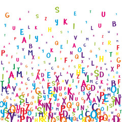 Scattered letters of latin alphabet. Colorful