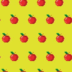 Pixel Art Apple Seamless Pattern