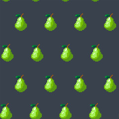 Pixel Art Pear Seamless Pattern