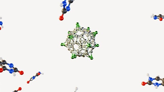 3d animation of Alkali metal decorated C60 fullerenes for delivery of the 5-fluorouracil anticancer drug
