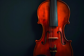 A stunning image of a beautifully crafted violin on a solid dark brown background