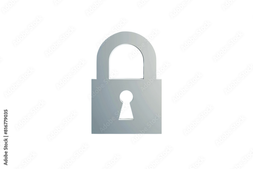 Poster a silver lock with a keyhole. the lock is on a transparent background.