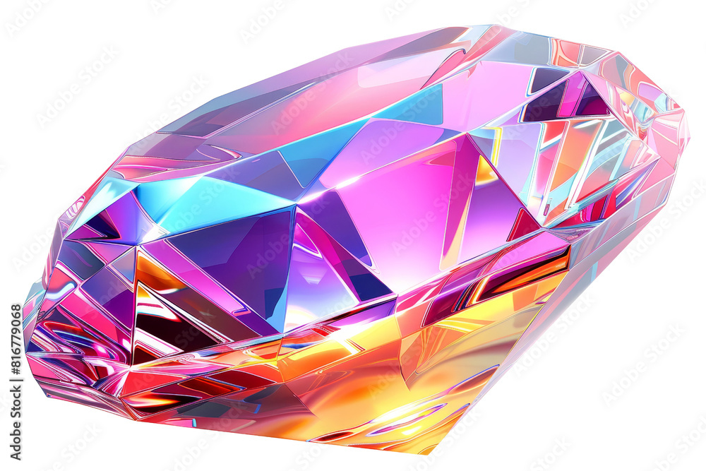 Poster a colorful diamond with a rainbow pattern. the diamond is cut into a triangular shape. the colors of