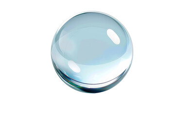 A clear glass sphere with a reflective surface. The sphere is almost completely clear, with only a small portion of it visible. The sphere appears to be floating in midair