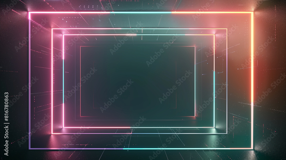 Poster retro background with glowing space frames, empty space for text or images, banner and poster in ret