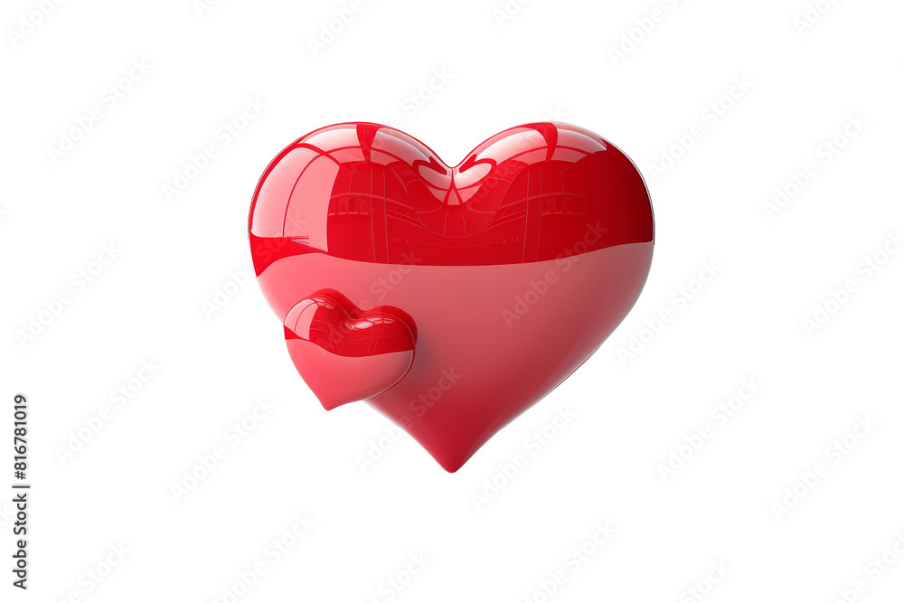 Poster a red heart with two smaller hearts inside of it. the heart is surrounded by a transparent backgroun