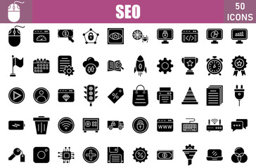 SEO Icons Set. Editable Stroke. Pixel Perfect