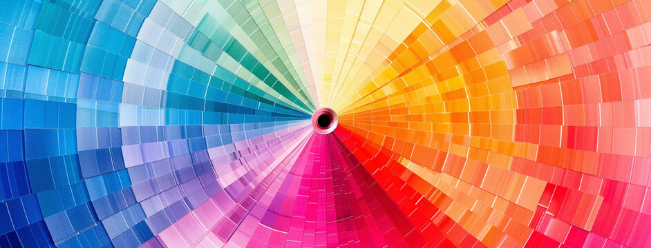 master palate paint color wheel with different colorful geometric swatches in a rainbow color tones in a circle   