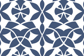 Fototapeta premium A blue and white patterned background with a blue flower in the middle