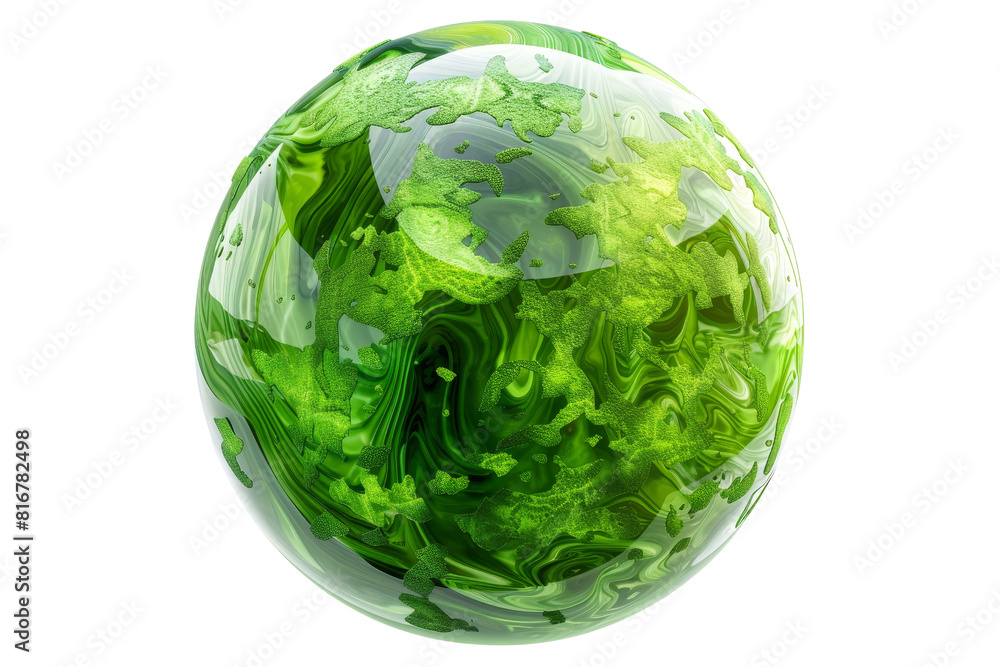 Poster A green gemstone with a swirl pattern. The stone is shiny and has a unique texture. It is a piece of art, rather than a natural stone