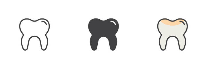 Dental, tooth different style icon set