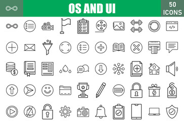 OS And UI Icons Set. Editable Stroke. Pixel Perfect