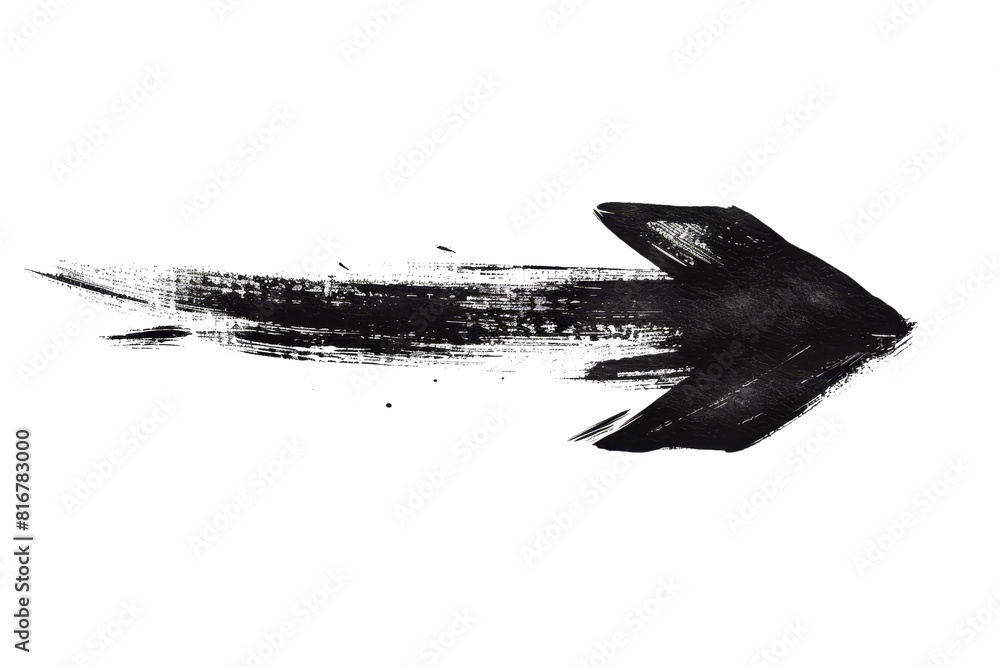 Poster a black arrow is drawn on a transparent background. the arrow is long and thin, with a sharp point a