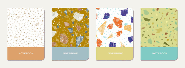 School diary cover design. Terrazzo abstract