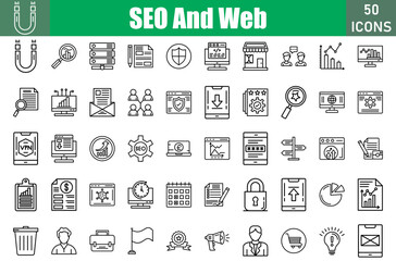 SEO And Web Icons Set. Editable Stroke. Pixel Perfect