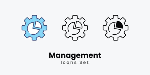 Management Icons thin line and glyph vector icon stock illustration