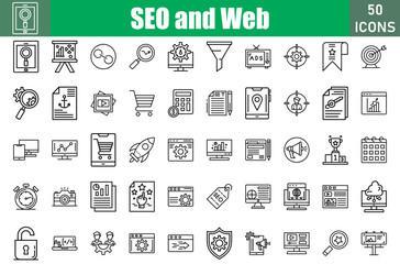 SEO And Web Icons Set. Editable Stroke. Pixel Perfect
