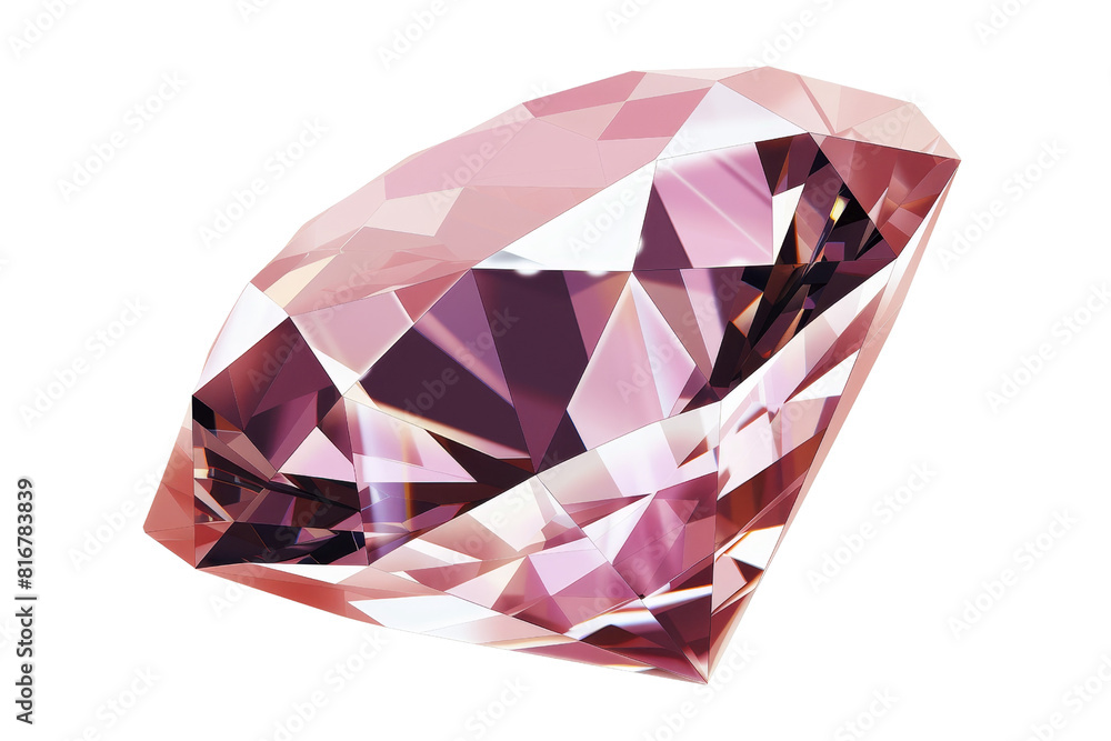 Poster a pink diamond with a triangular shape. the diamond is cut in a way that it looks like it is made of