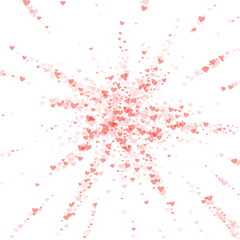 Red hearts scattered on white background.