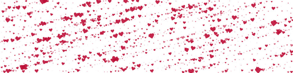 Red hearts scattered on white background.