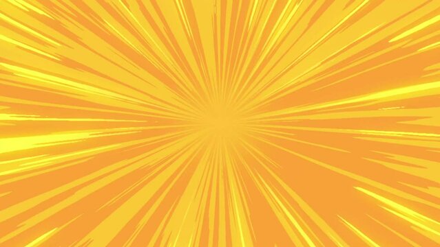 Animated Comic radial speed line beam effect on hot tone color background.