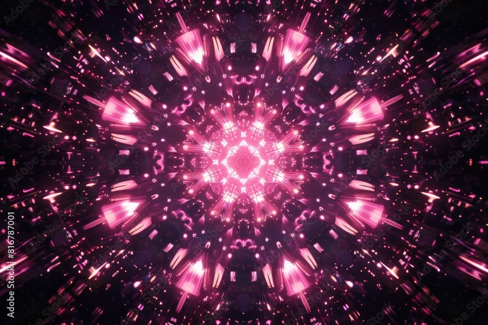 Poster a vibrant pink and black background with a starburst design. ideal for use in graphic design project