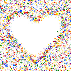 Rainbow colored scattered hearts. LGBT valentine