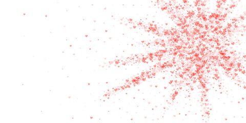 Red hearts scattered on white background.