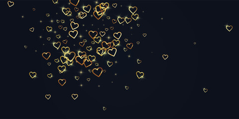 Gold hearts scattered on black background.
