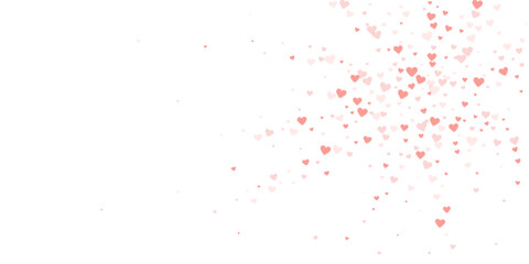 Red hearts scattered on white background.