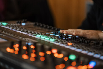 Professional sound engineer working in a studio