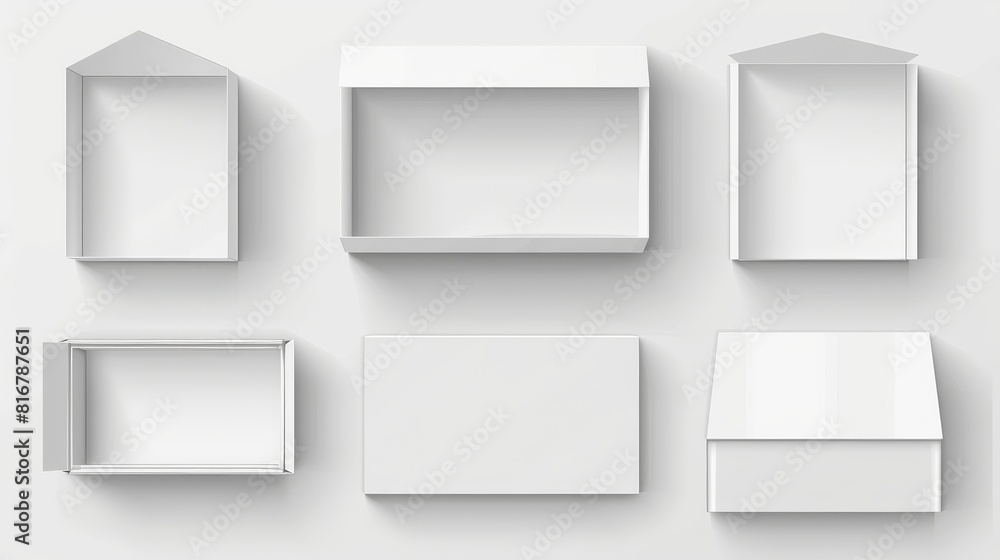 Aufkleber this mockup shows an empty cardboard box in an open state. a realistic modern illustration of blank 