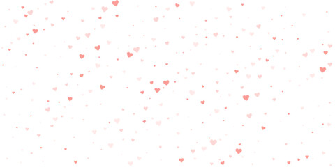 Red hearts scattered on white background.