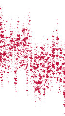 Red hearts scattered on white background.