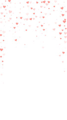 Red hearts scattered on white background.