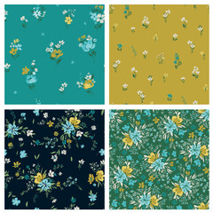 Seamless spring vector pattern with floral motif for dress fabric