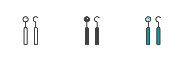 Dentist tool different style icon set