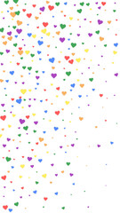 Rainbow colored scattered hearts. LGBT valentine