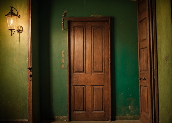 Vintage wooden door. Generative AI