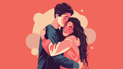 Couple in love hugging vector Vector style vector design