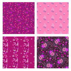 Seamless spring vector pattern with floral motif for dress fabric