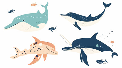 Sea animals Four. Ocean fauna dolphins killer whale n