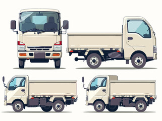 four different views of a white truck