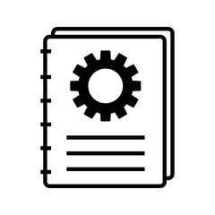 Cogwheel with book, illustration instruction manual book icon vector