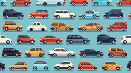 Seamless pattern with automobiles of various types -