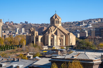 Republic Armenia. City Yerevan. Cathedral st. Gregory illuminator. Sights Armenia. Large stone...