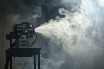 Smoke machine in action, perfect for event or concert visuals