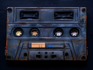Old Audio Tape Compact Cassette on a Black Background,
Vintage retro classic cassettes set on a white background
