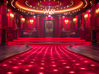 Red Casino Background with Copy Space,
Luxurious great theatre Empty auditorium
