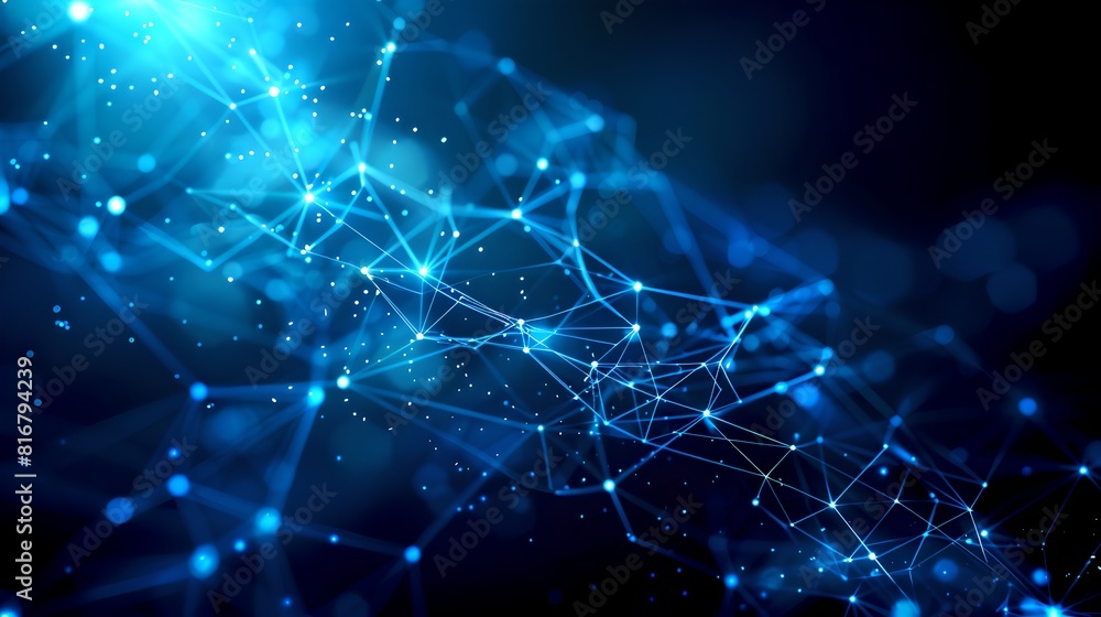 Poster abstract network connections in blue tones. digital data visualization. futuristic technology backgr